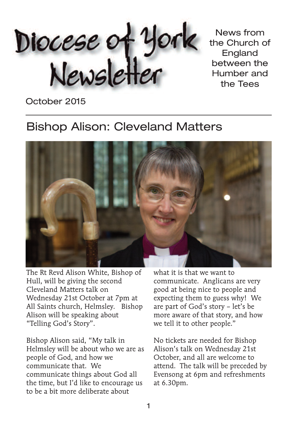 Bishop Alison: Cleveland Matters