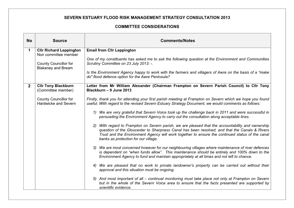 Severn Estuary Flood Risk Management Strategy Consultation 2013