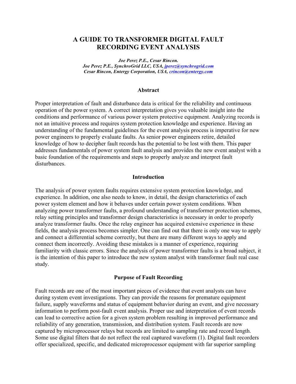 A Guide to Transformer Digital Fault Recording Event Analysis