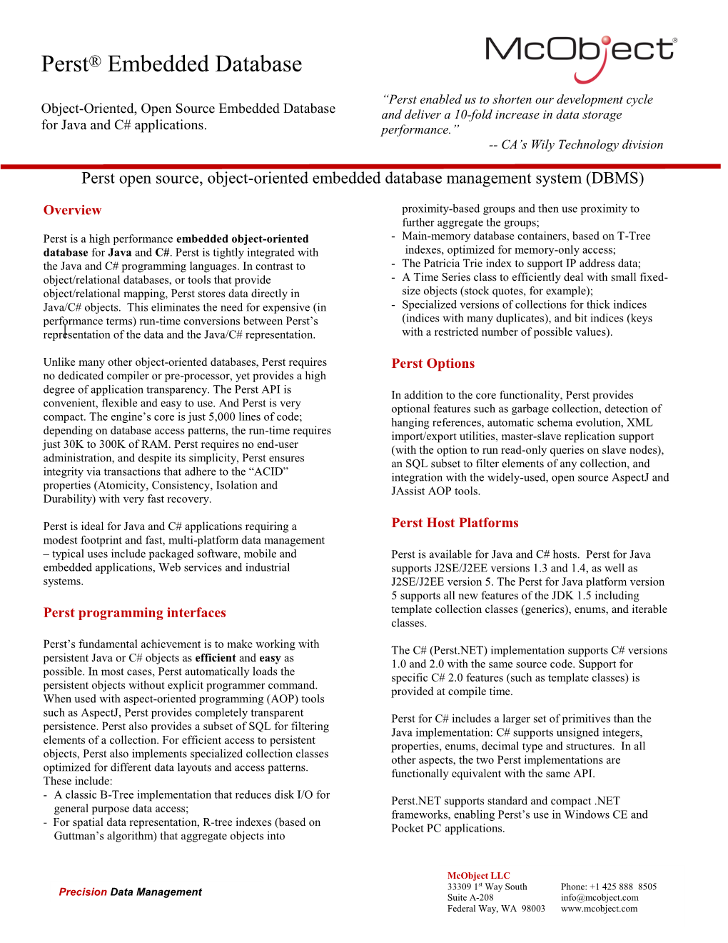 Perst Datasheet