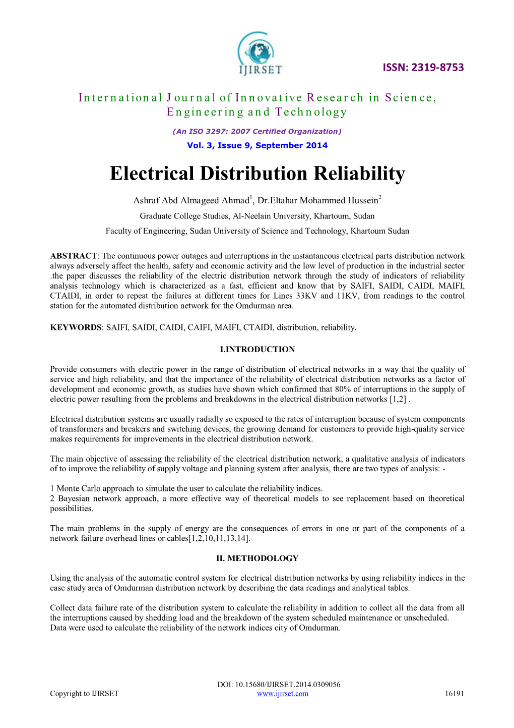 Electrical Distribution Reliability