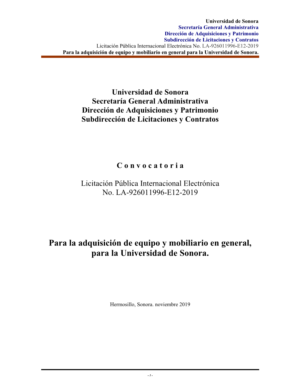 Licitación Pública Internacional Electrónica No