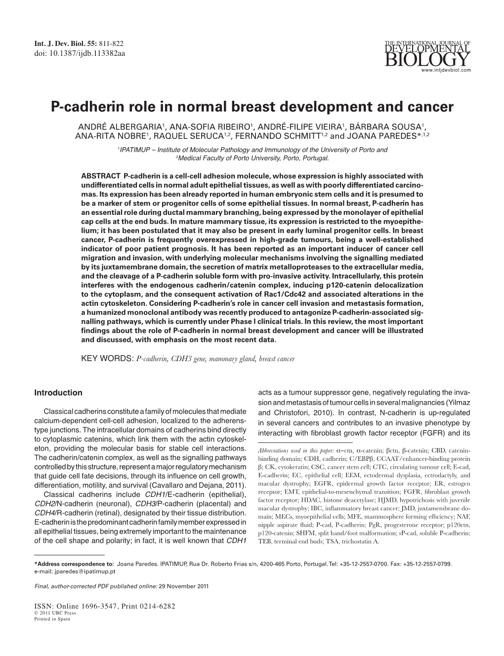 P-Cadherin Role in Normal Breast Development and Cancer