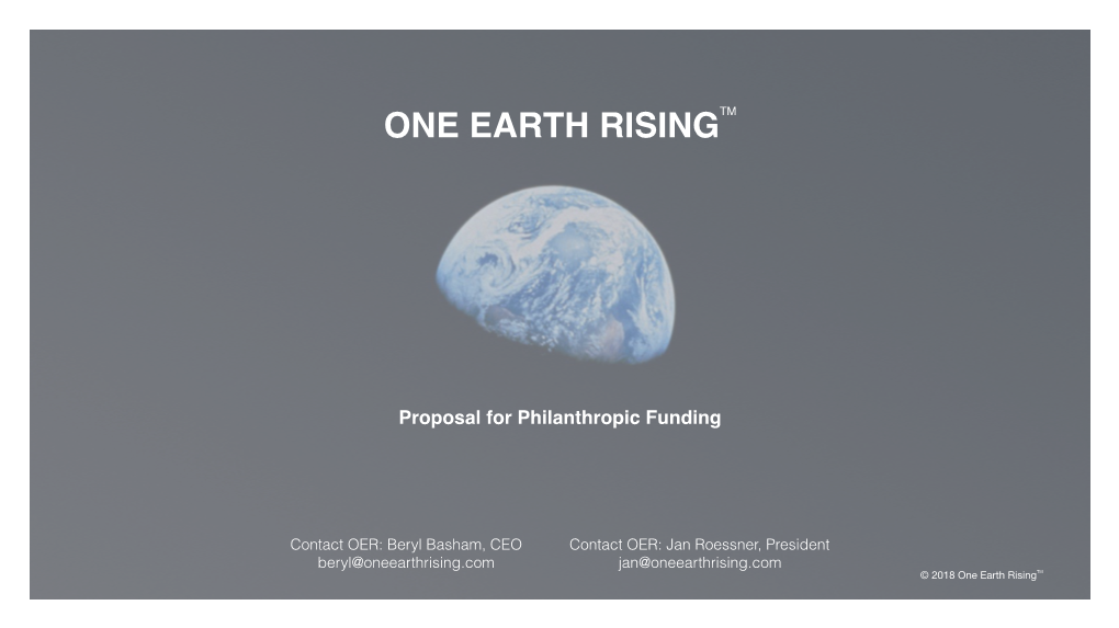 One Earth Rising Pitch Deck