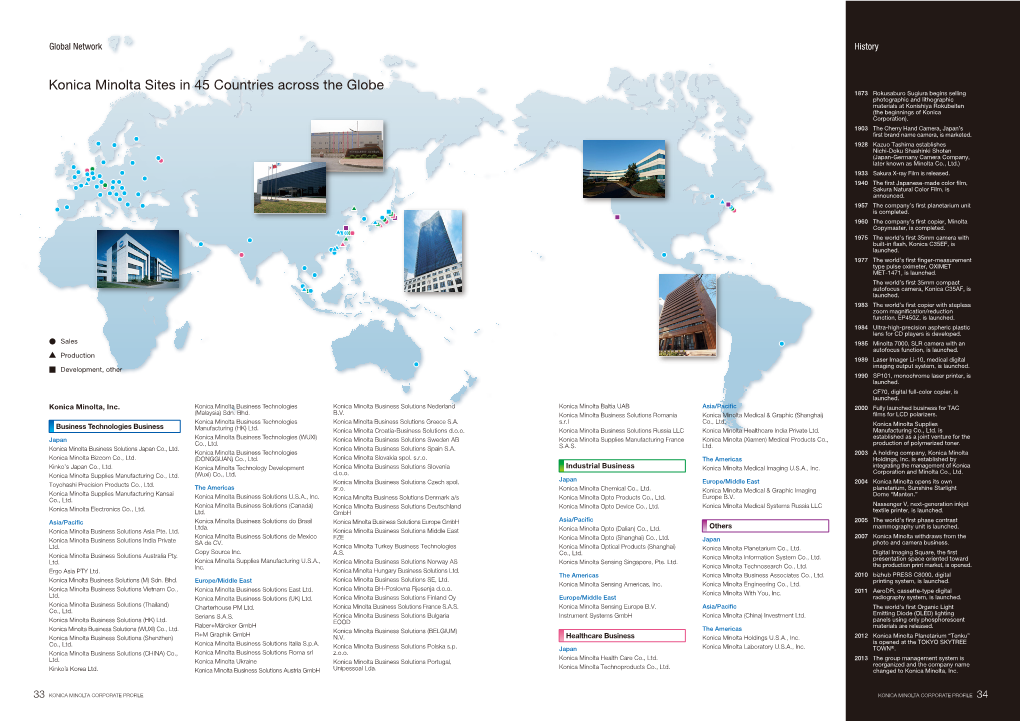 Konica Minolta Sites in 45 Countries Across the Globe