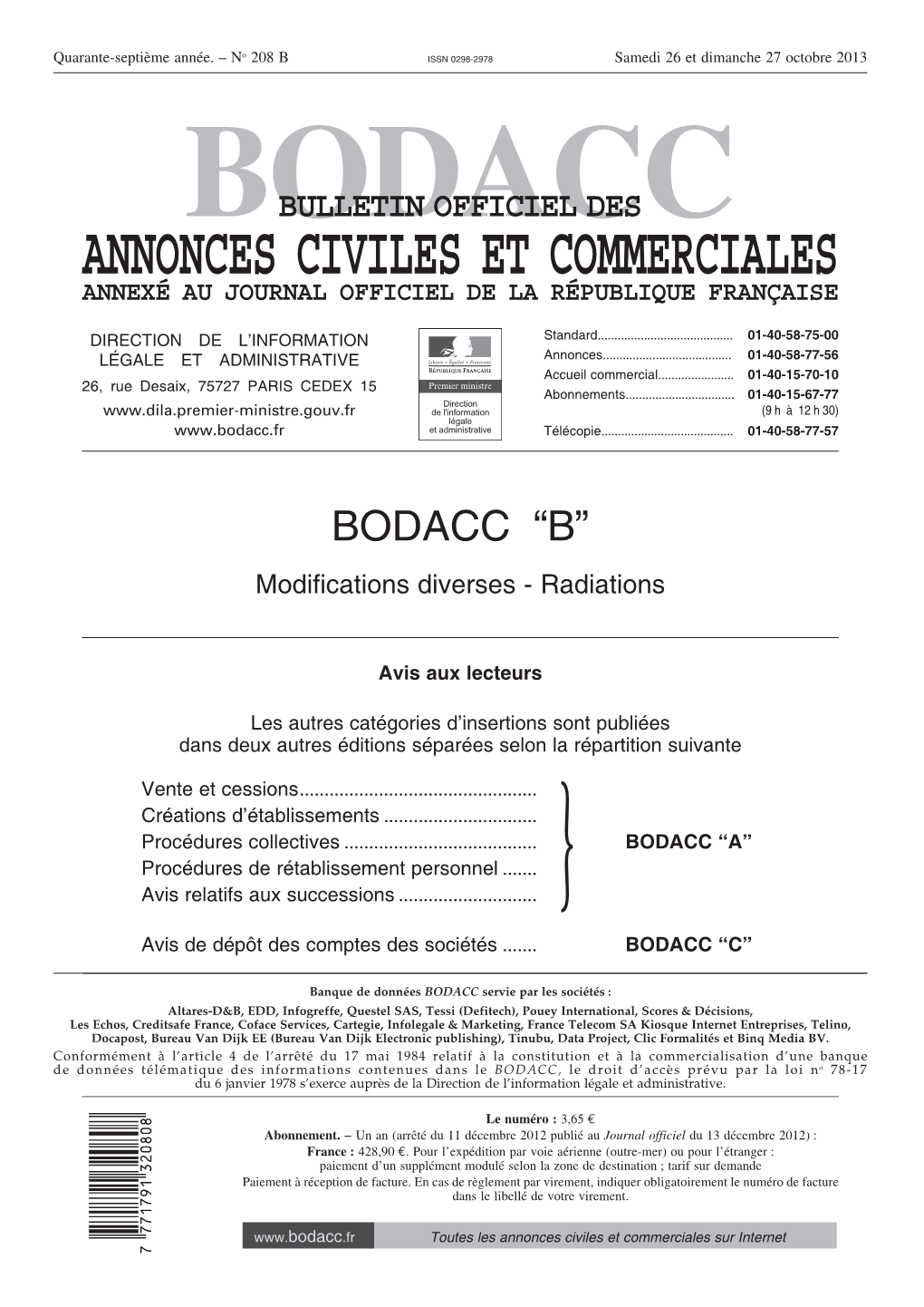 Bodacc Bulletin Officiel Des Annonces Civiles Et Commerciales Annexé Au