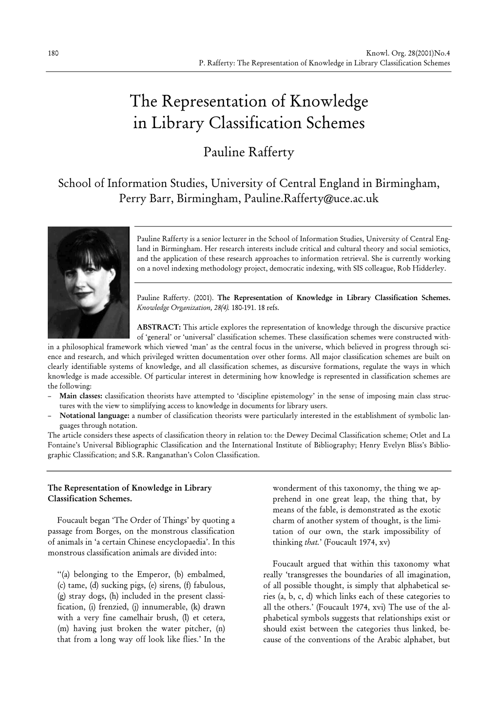 The Representation of Knowledge in Library Classification Schemes