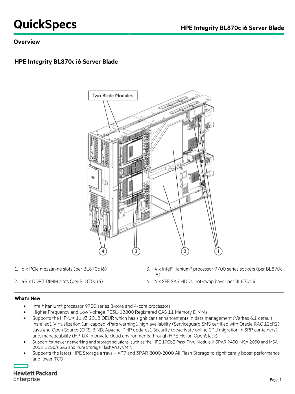 HPE Integrity Bl870c I6 Server Blade Overview