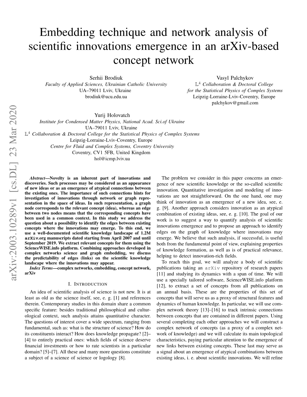 Embedding Technique and Network Analysis of Scientific Innovations