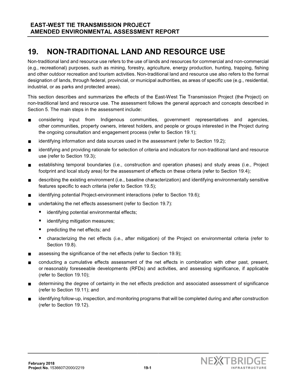 Section 19 A: Non-Traditional Land and Resource