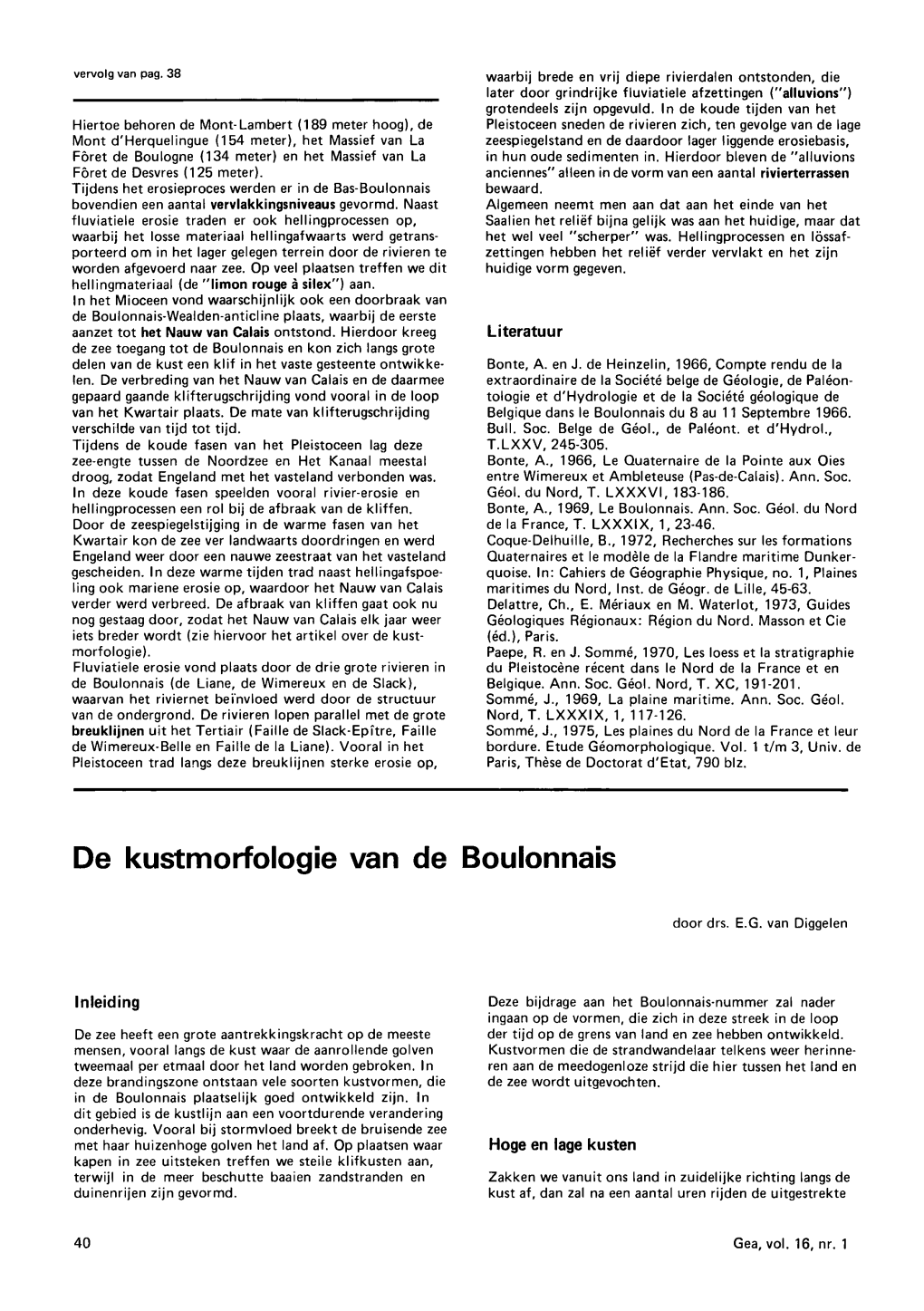 De Kustmorfologie Van De Boulonnais