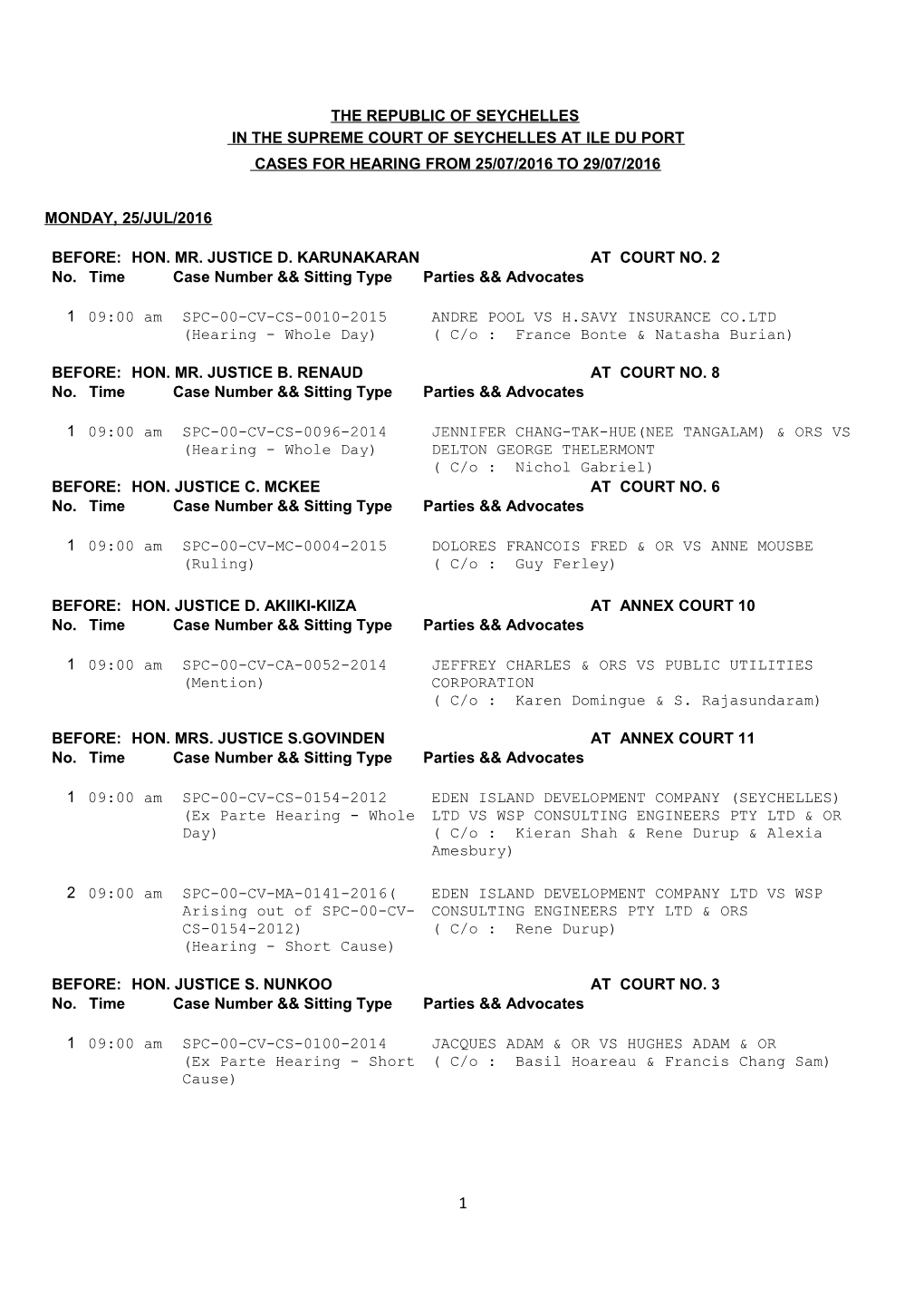 In the Supreme Court of Seychelles at Ile Du Port s1