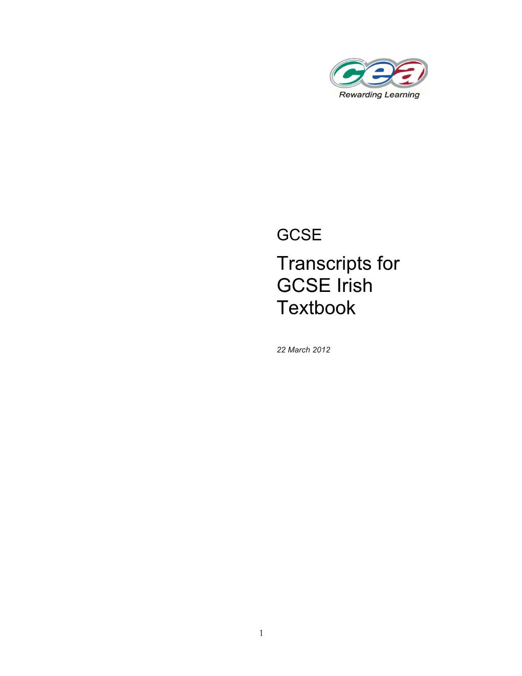 Transcripts for GCSE Irish Textbook