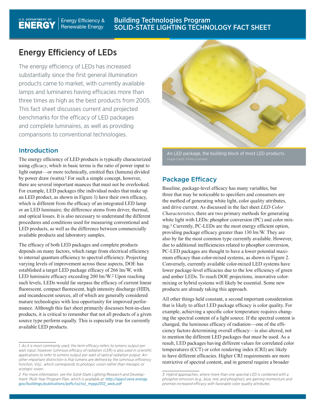 Energy Efficiency of Leds