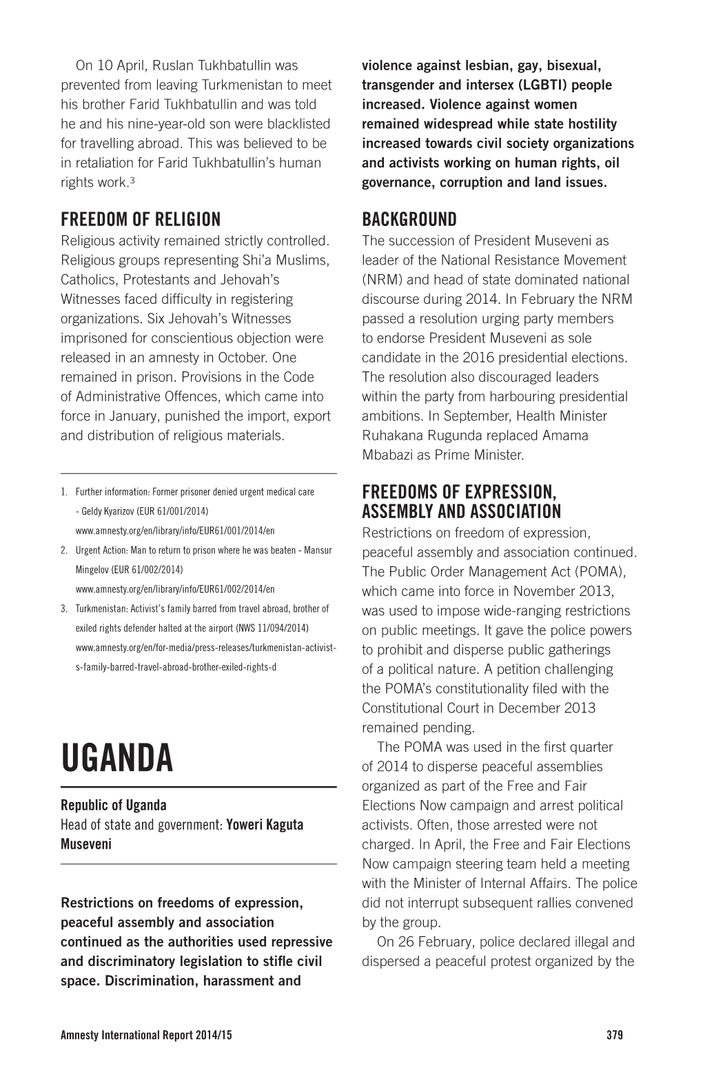 Amnesty International Report 2014/15 the State of the World's Human Rights