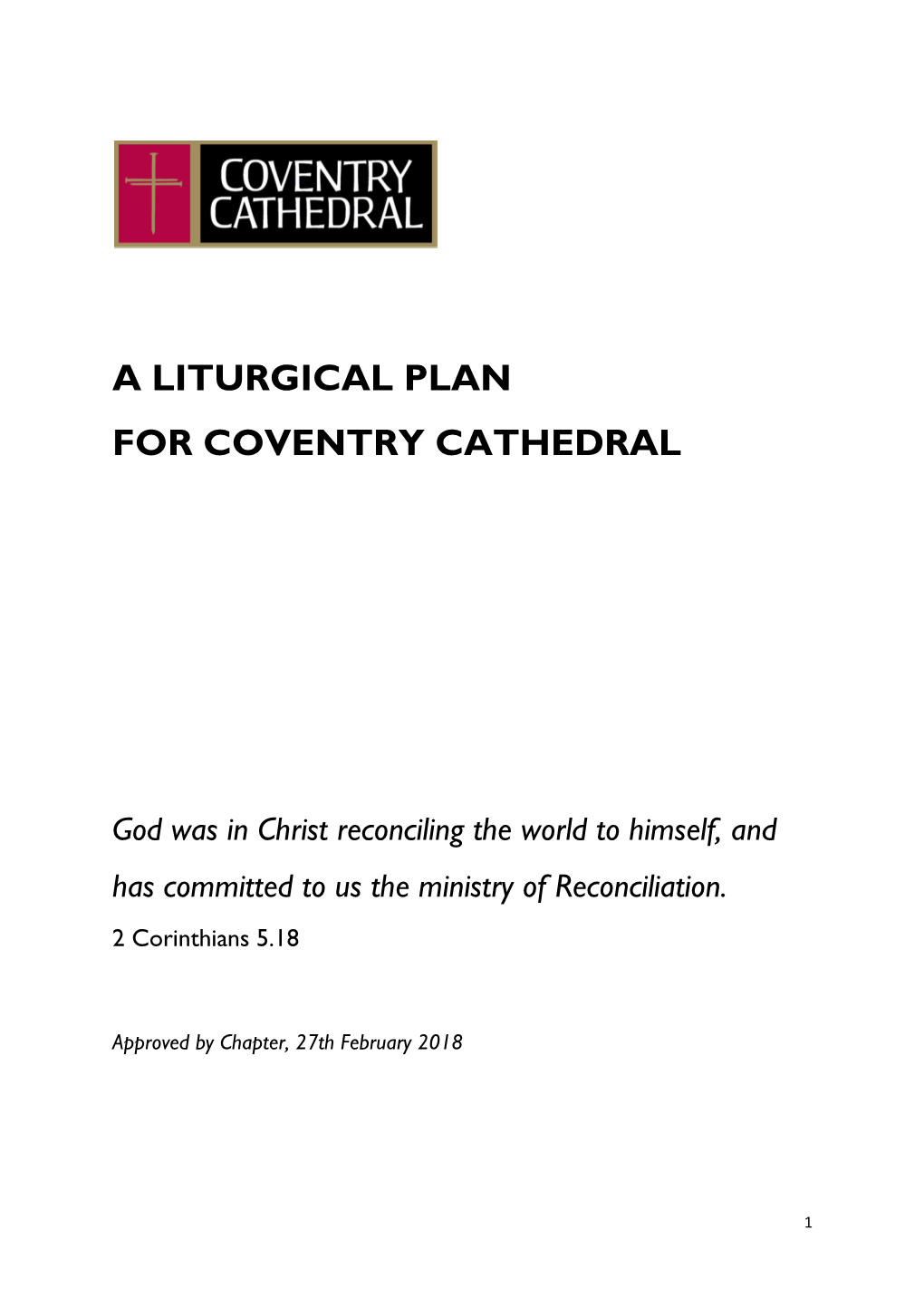 A Liturgical Plan for Coventry Cathedral