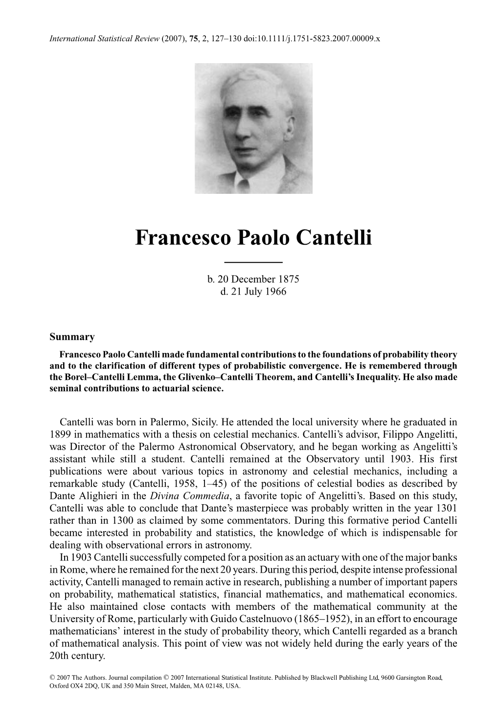 Francesco Paolo Cantelli