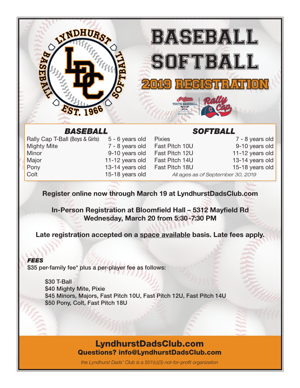 Baseball Softball 2019 Registration