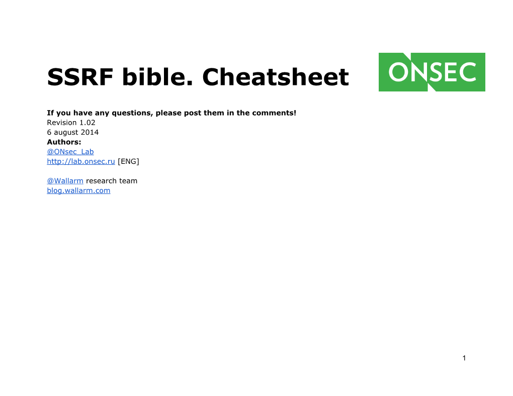 SSRF Bible. Cheatsheet