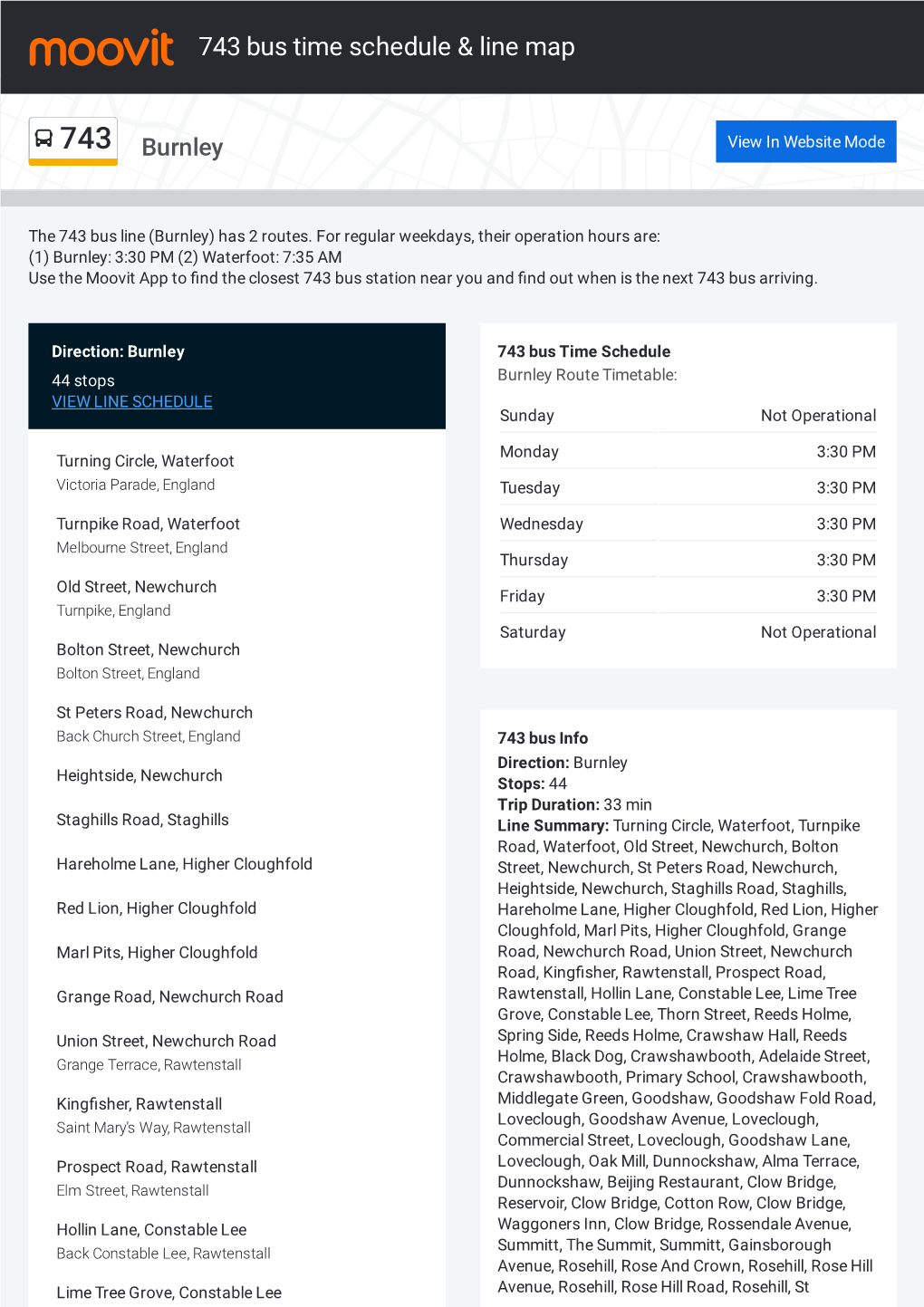 743 Bus Time Schedule & Line Route