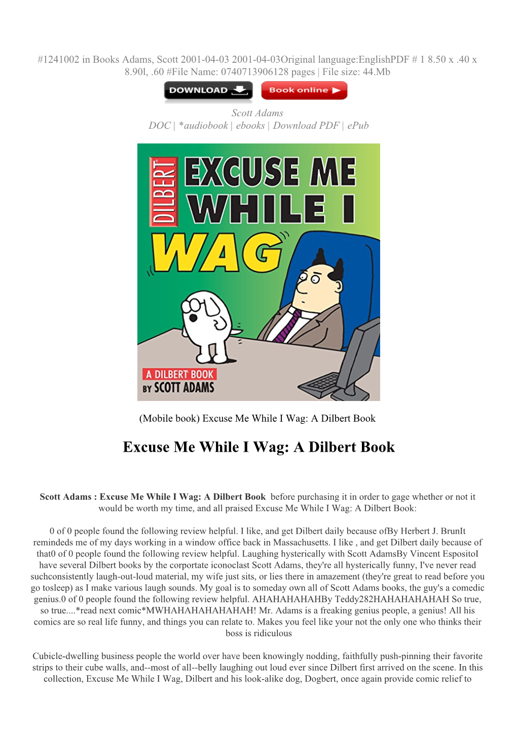 Excuse Me While I Wag: a Dilbert Book