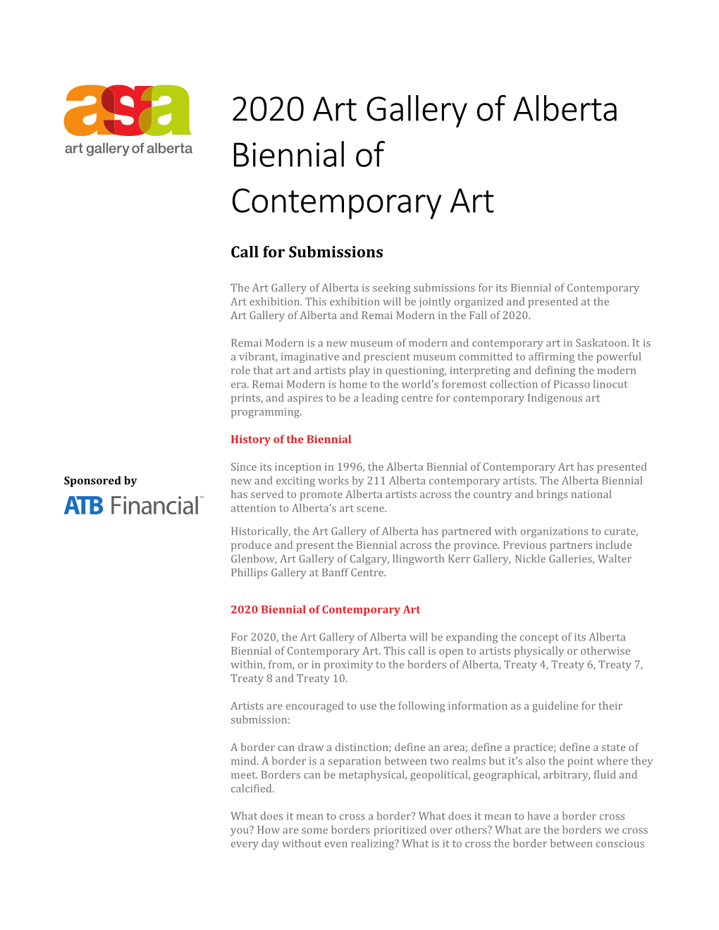 2020 Art Gallery of Alberta Biennial of Contemporary