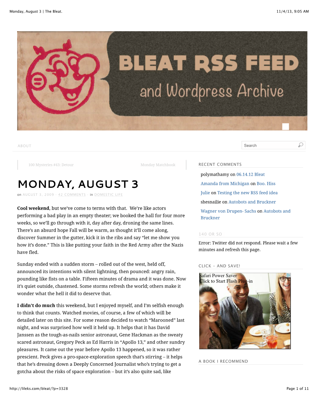Monday, August 3 | the Bleat