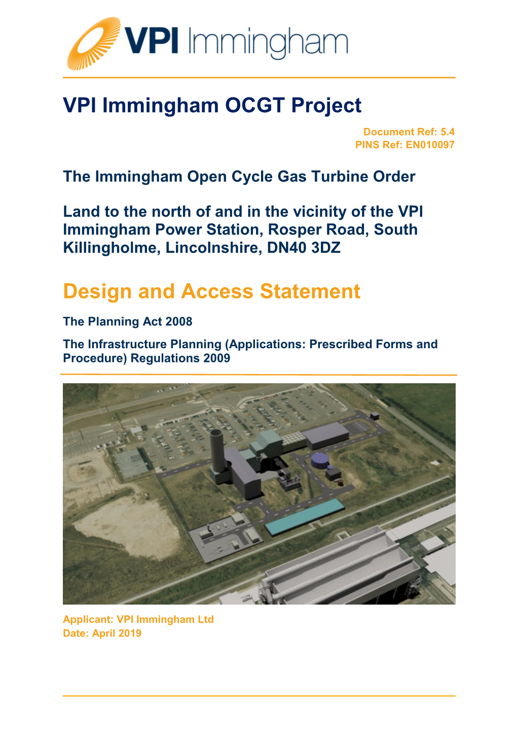 VPI Immingham OCGT Project Design and Access Statement
