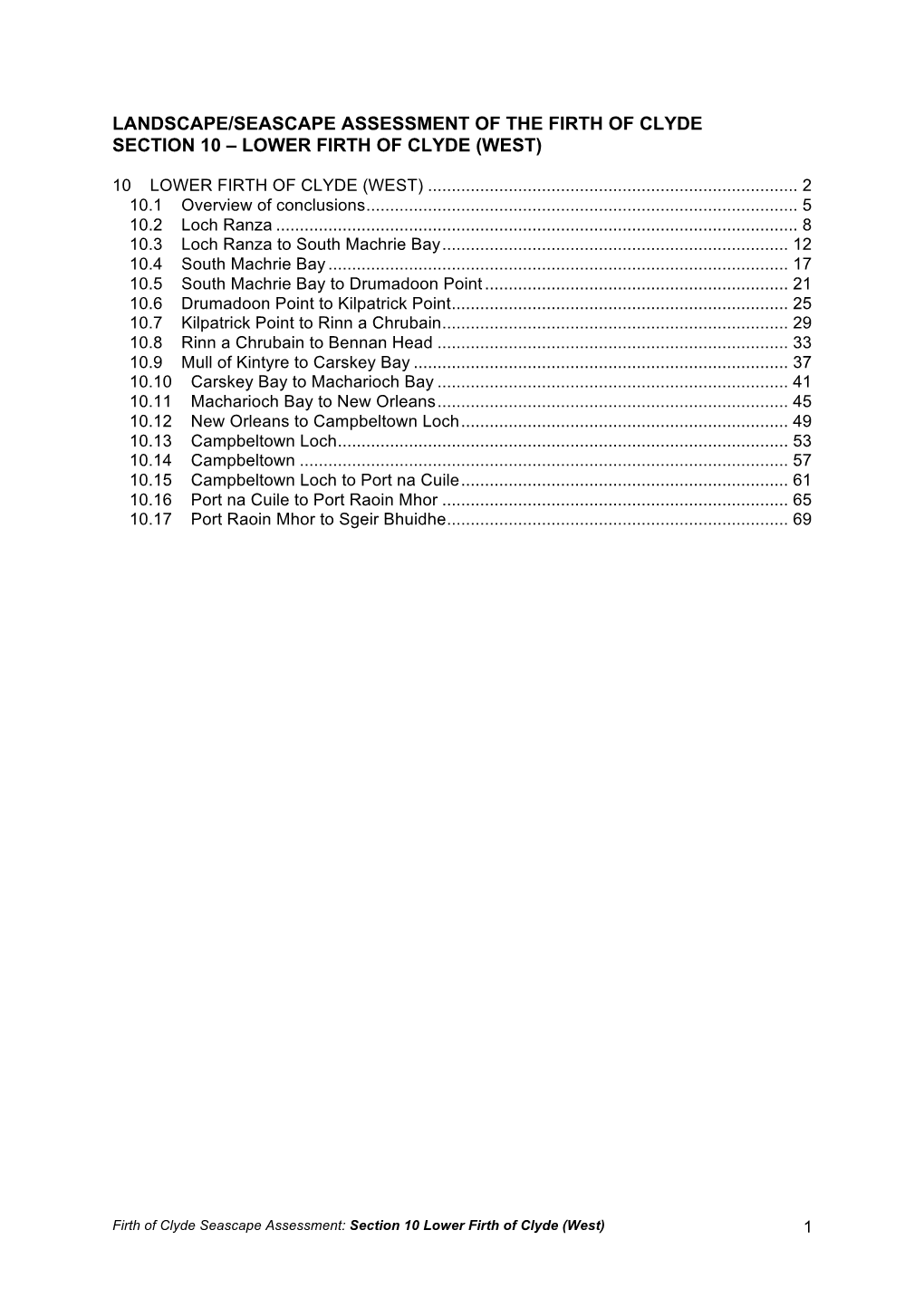 Landscape/Seascape Assessment of the Firth of Clyde Section 10 – Lower Firth of Clyde (West)