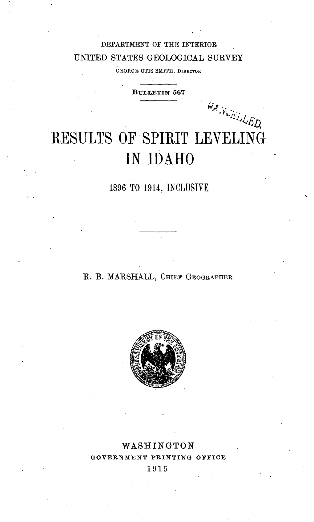 Results of Spirit Leveling in Idaho