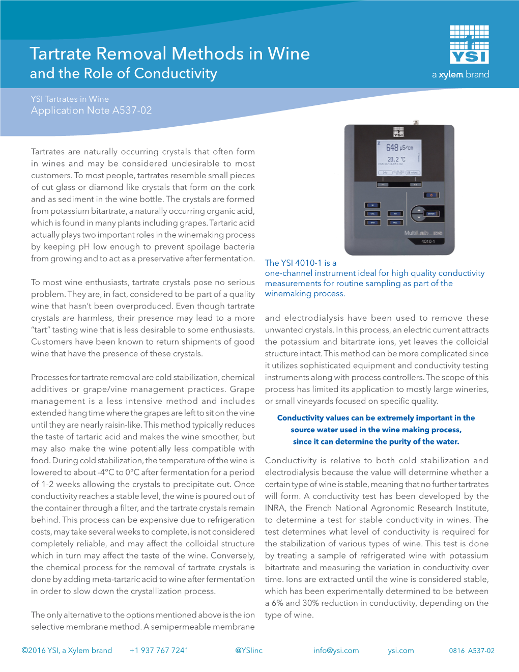 Tartrate Removal Methods in Wine and the Role of Conductivity