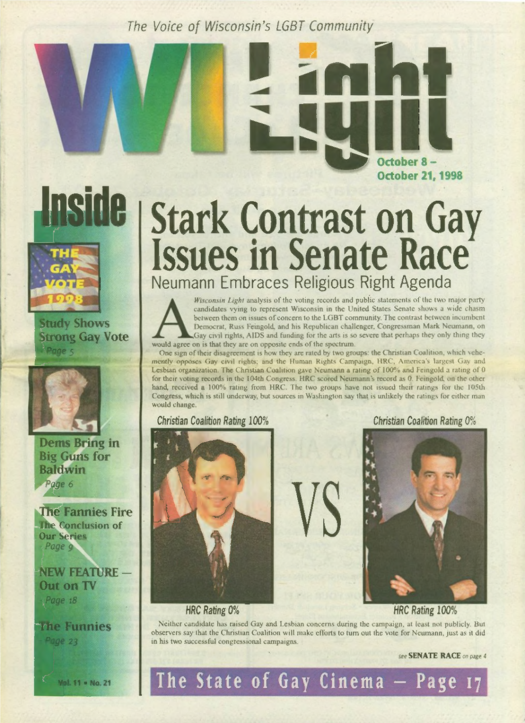 Stark Contrast on Gay Issues in Senate Race