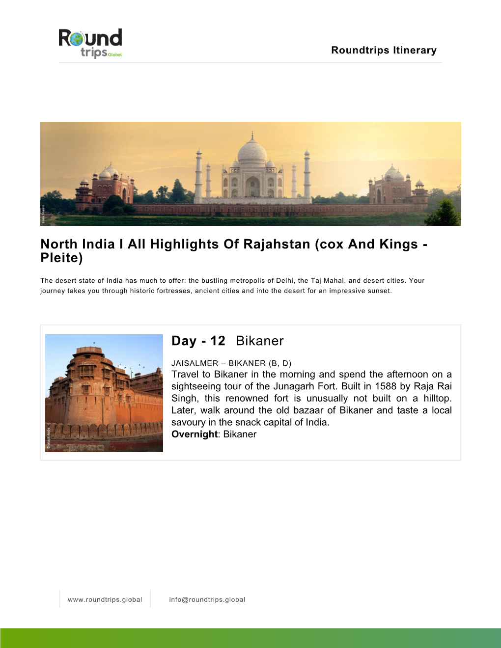 North India I All Highlights of Rajahstan (Cox and Kings - Pleite)