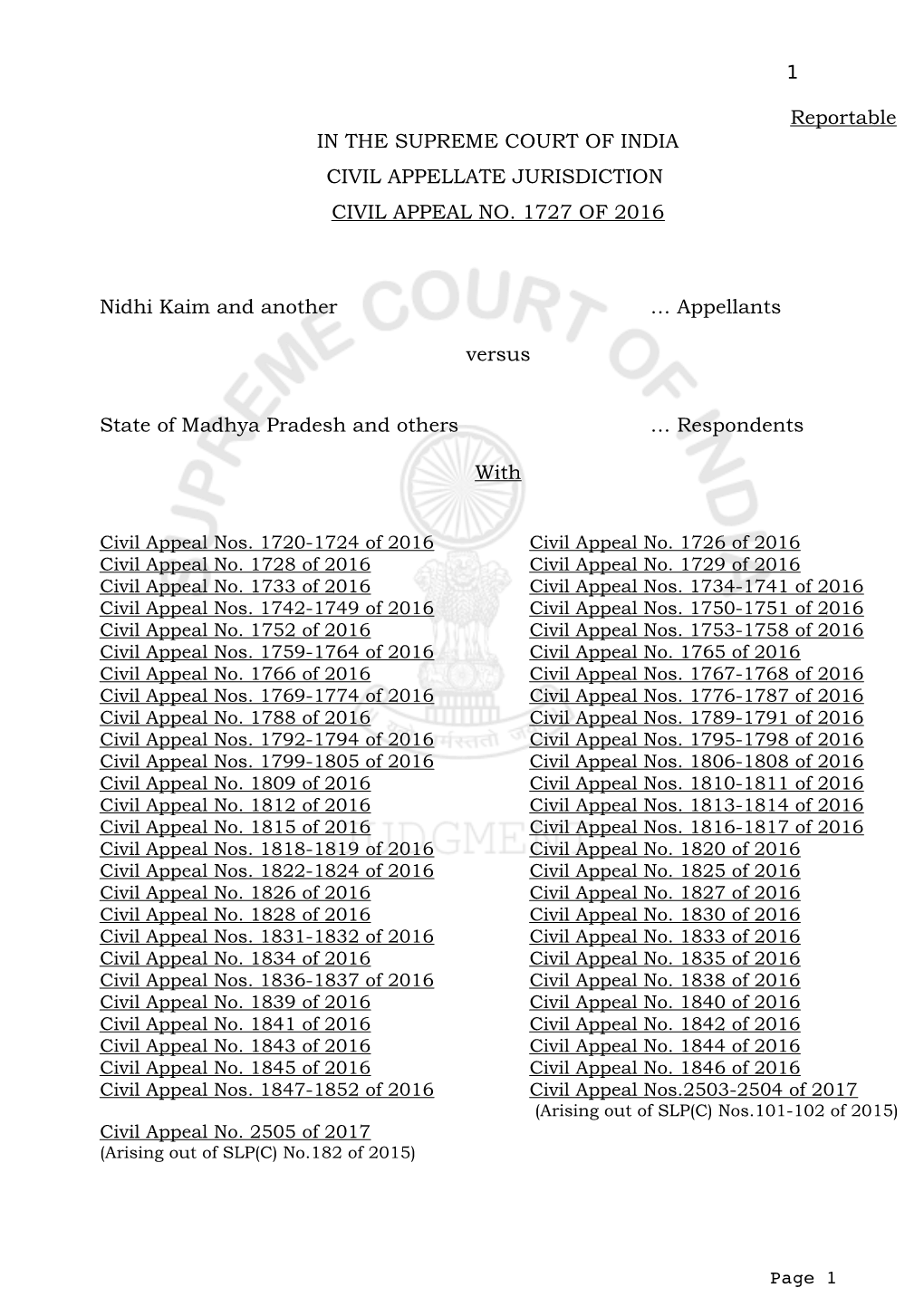 Record of Proceedings SUPREME COURT