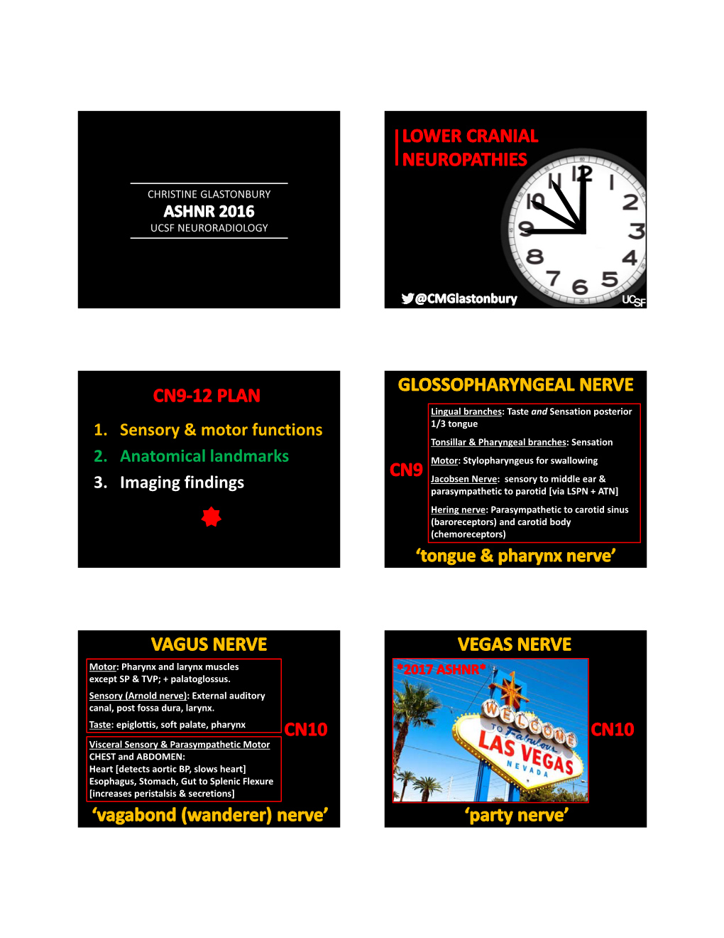 1. Sensory & Motor Functions 2. Anatomical Landmarks 3. Imaging