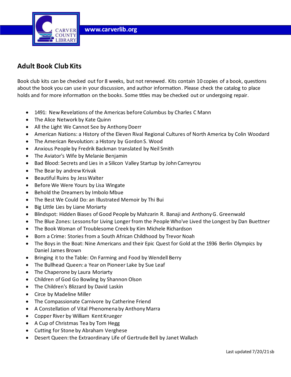 Adult Book Club Kits