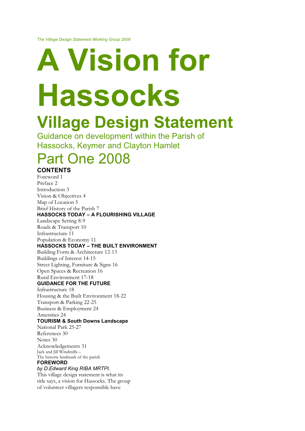 A Vision for Hassocks Village Design Statement