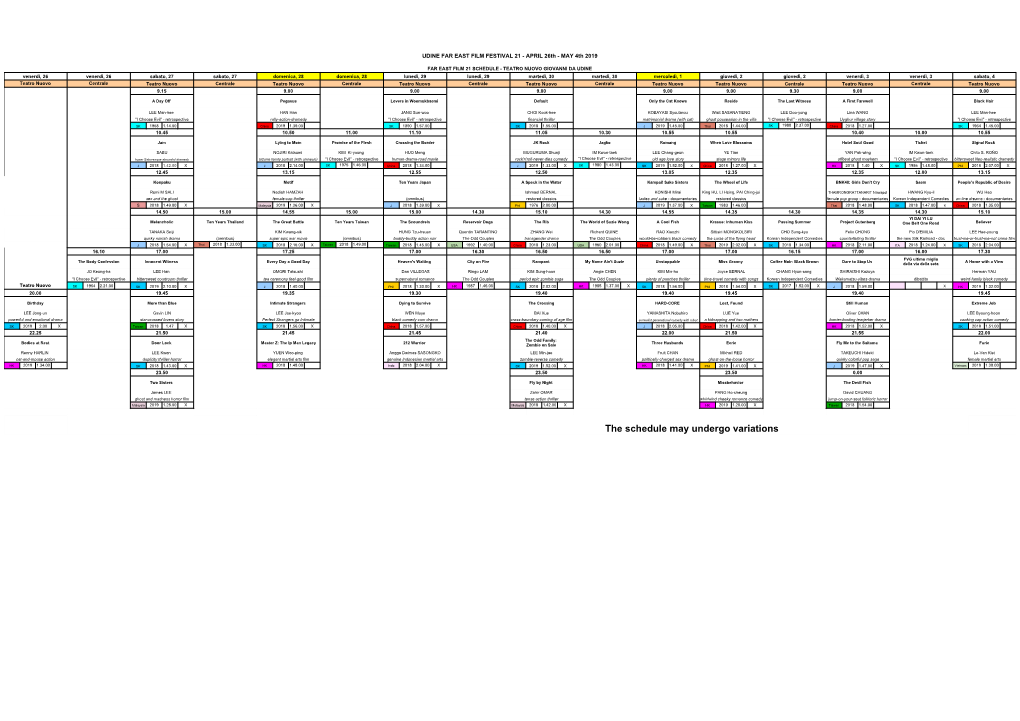 Schedule Definitiva 2019