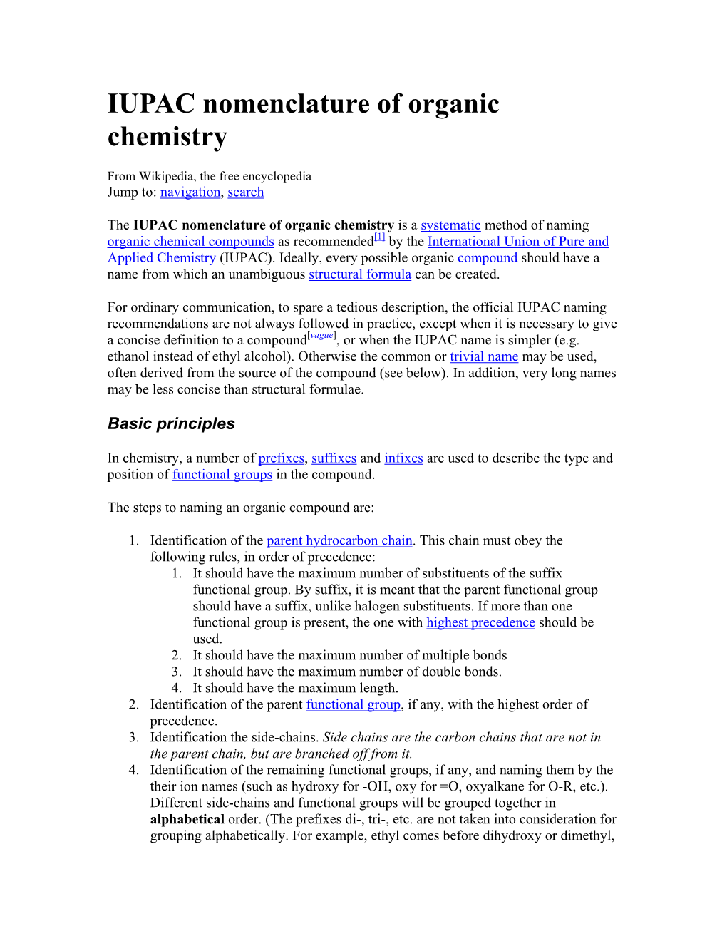 IUPAC Nomenclature of Organic Chemistry