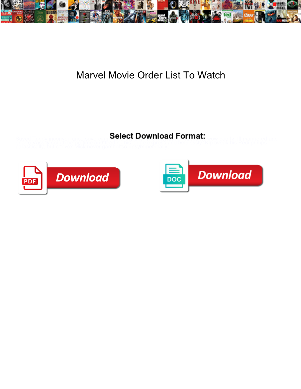 Marvel Movie Order List to Watch