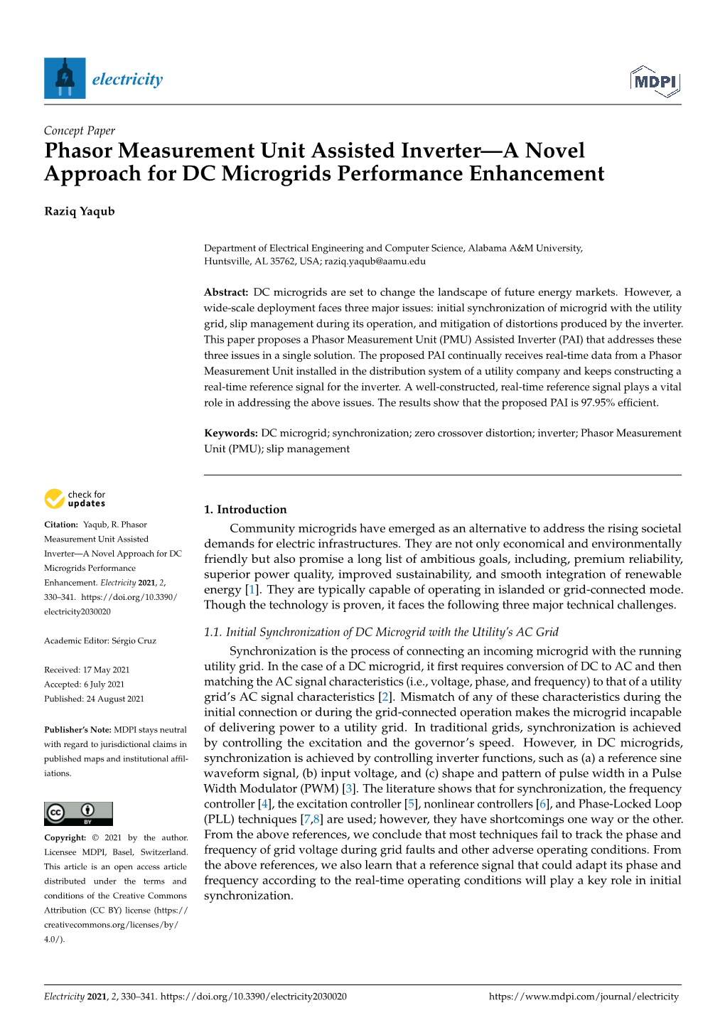 Phasor Measurement Unit Assisted Inverter—A Novel Approach for DC Microgrids Performance Enhancement