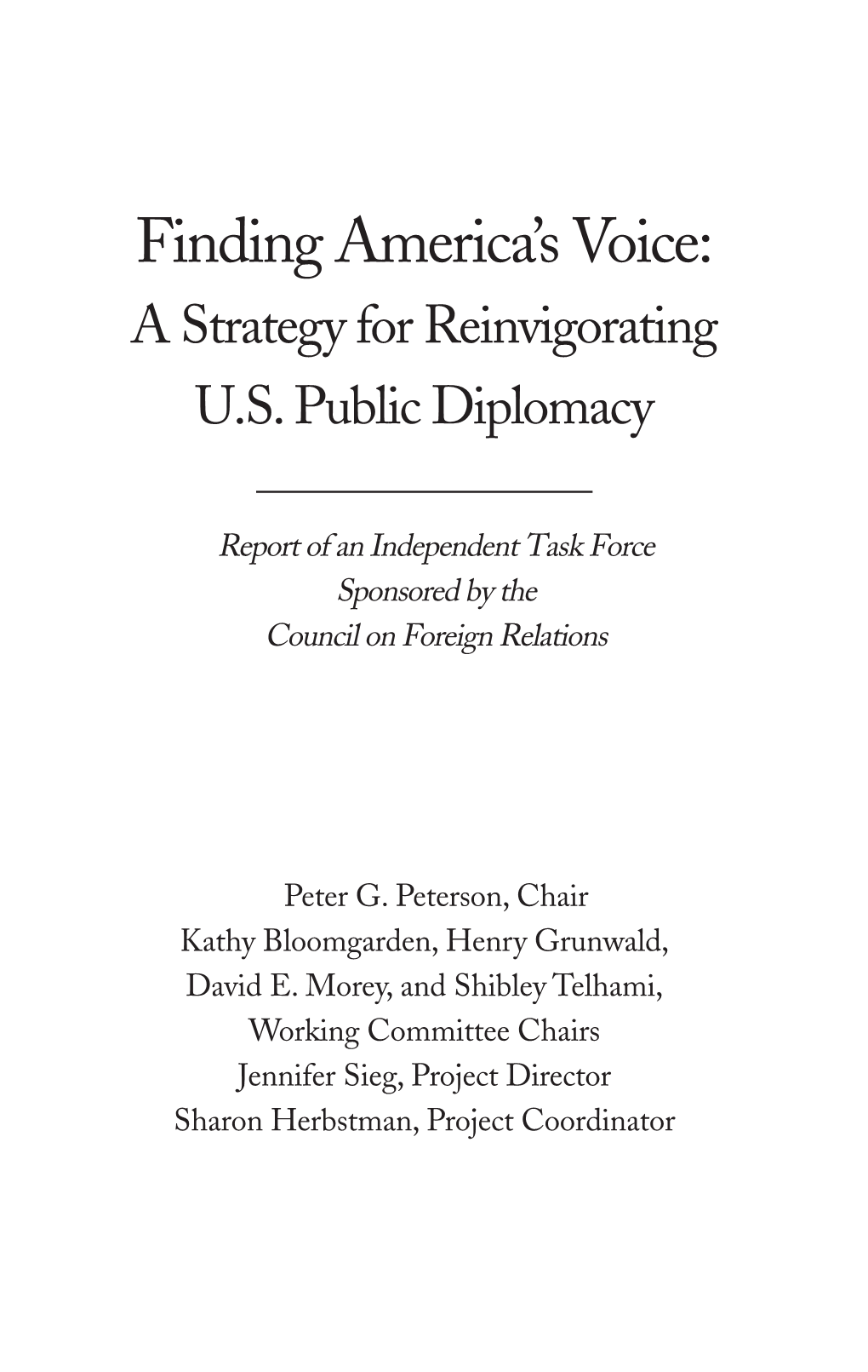 A Strategy for Reinvigorating US Public Diplomacy