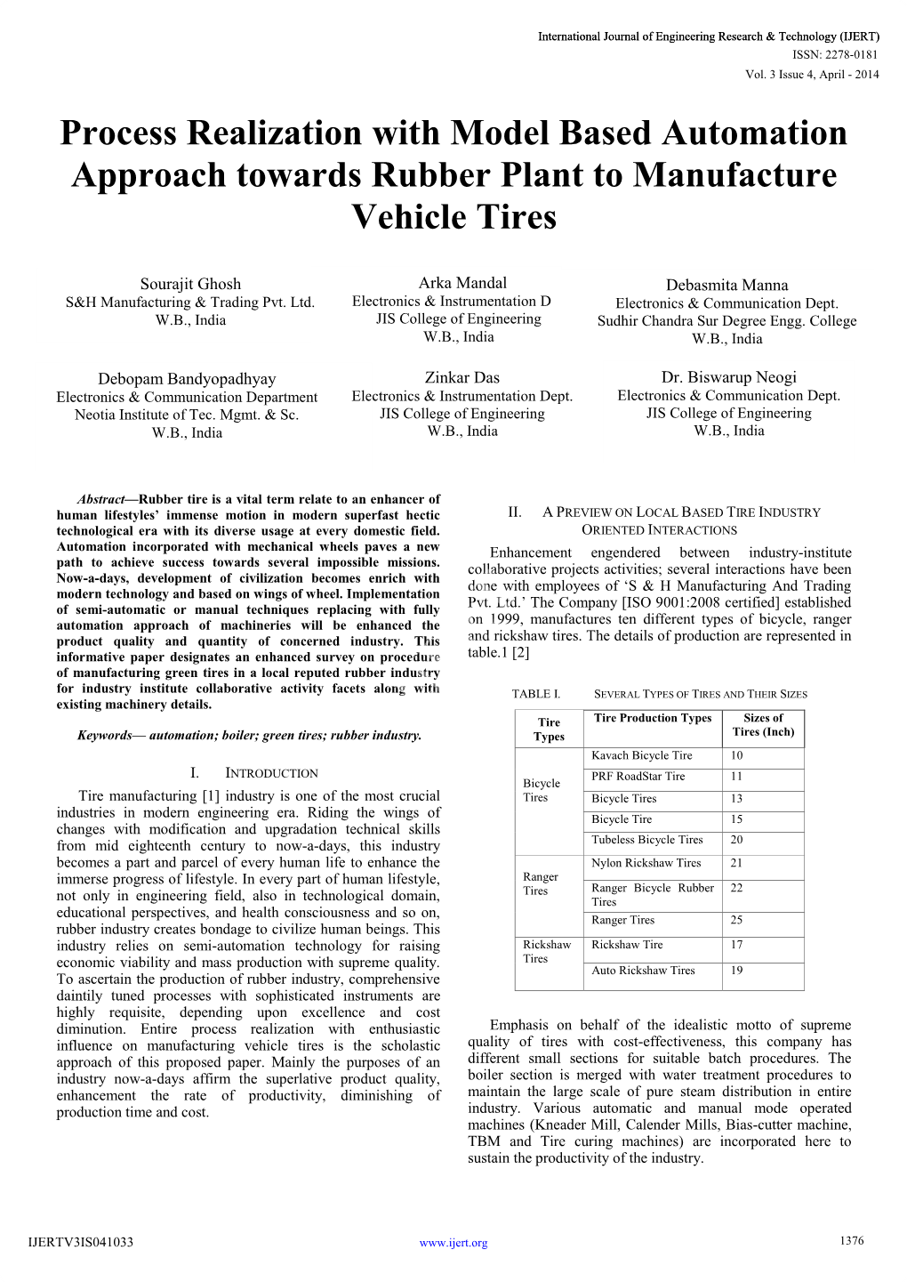 Process Realization with Model Based Automation Approach Towards Rubber Plant to Manufacture Vehicle Tires