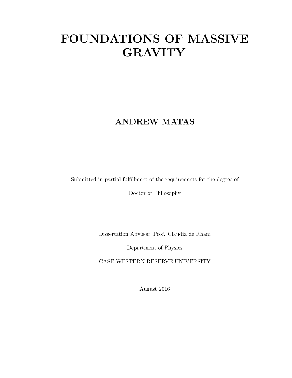 Foundations of Massive Gravity