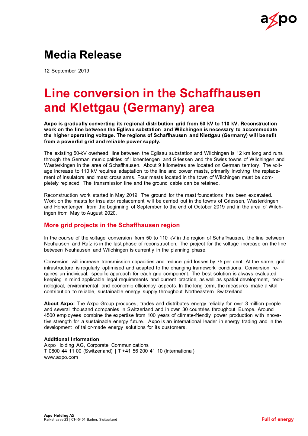 Line Conversion in the Schaffhausen and Klettgau (Germany) Area