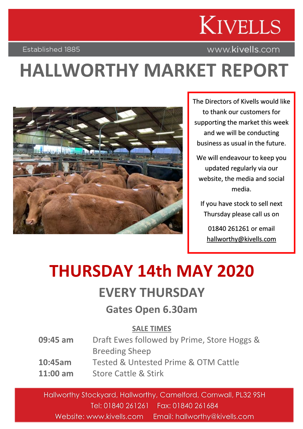 Hallworthy Market Report