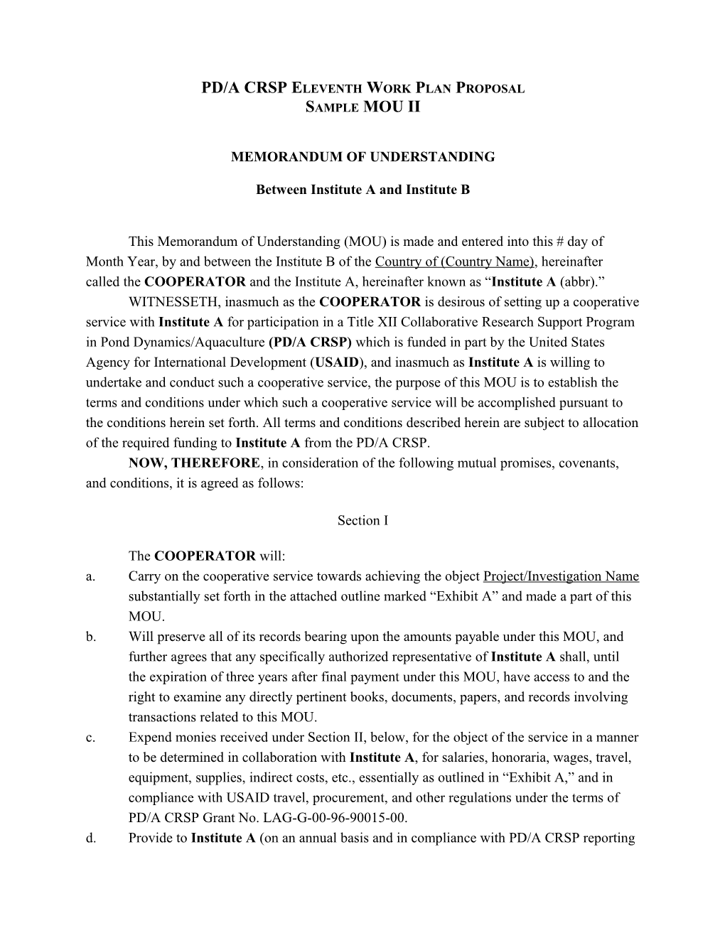 Memorandum of Understanding s14