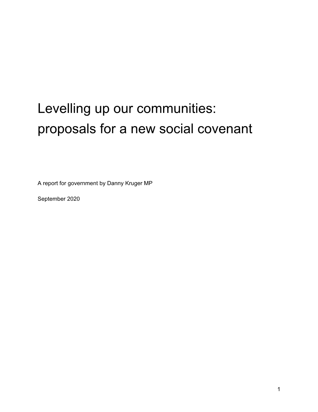 Levelling up Our Communities: Proposals for a New Social Covenant