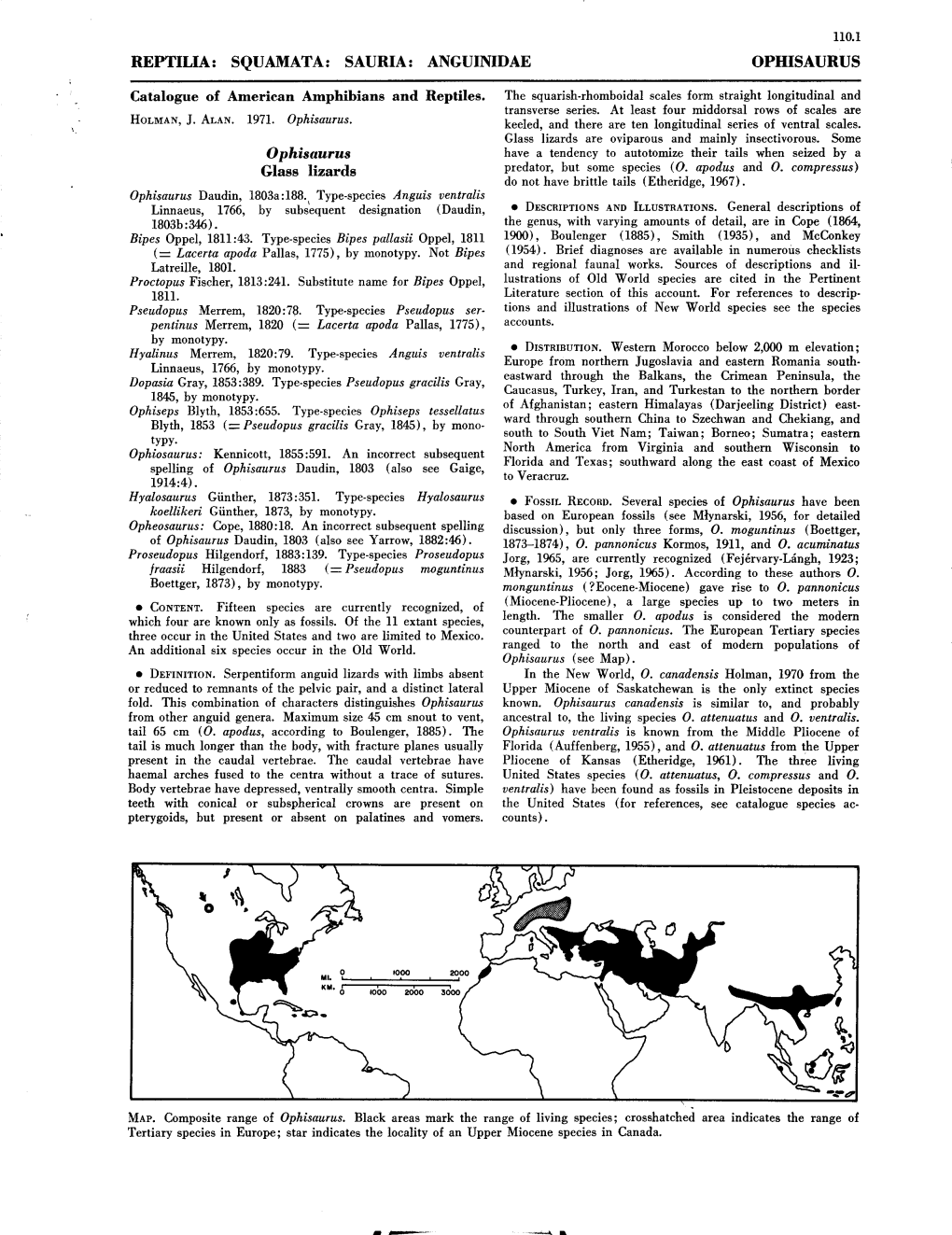 Catalogue of American Amphibians and Reptiles. Ophisaurus Glass