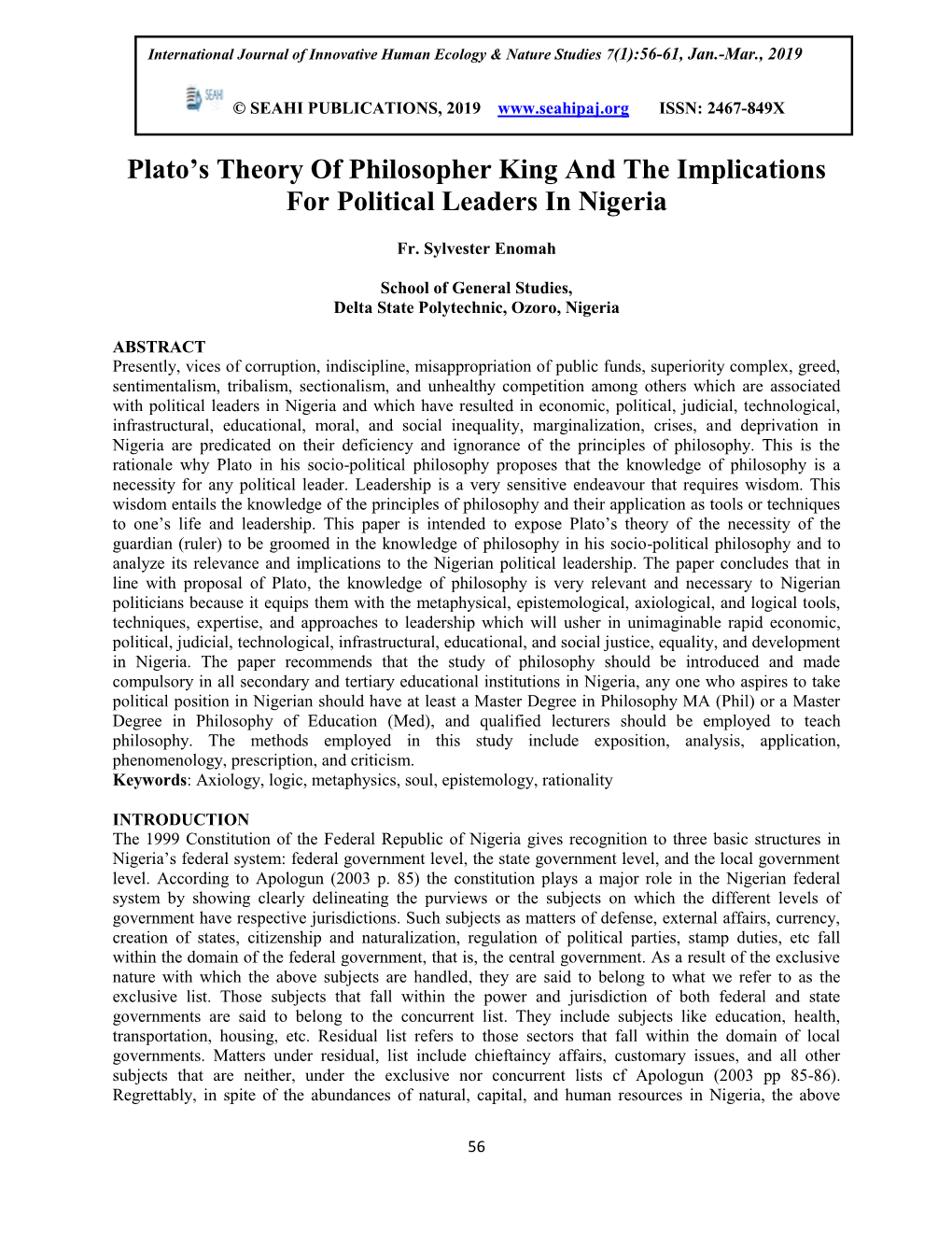 Plato's Theory of Philosopher King and the Implications for Political